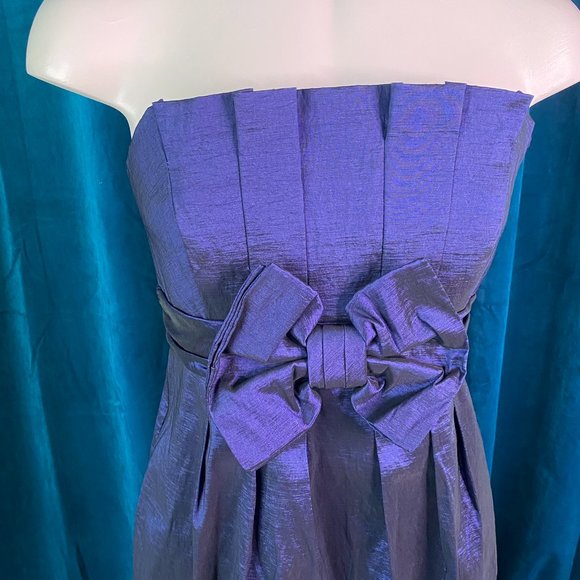 Jessica McClintok Strapless Bow Cocktail Dress Navy - Picture 3 of 9